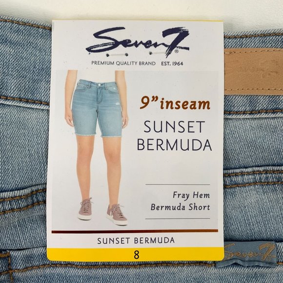 Seven7 Women's Shorts Size 8 Sunset Bermuda 9" inseam Denim Jean Short Size 8 - Picture 3 of 8